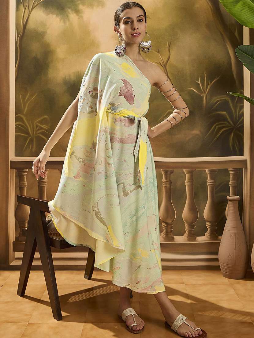 women printed one shoulder kaftan dress - 22579130 -  Standard Image - 2