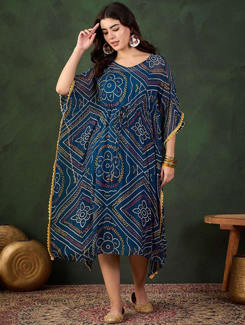 women printed v neck kaftan dress - 22579137 -  Standard Image - 2