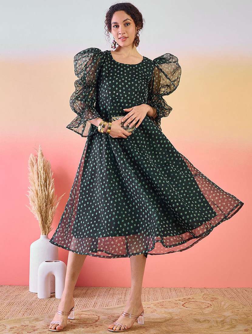 Women Printed Round Neck Fit And Flare Dress - 22579143 -  Standard Image - 2
