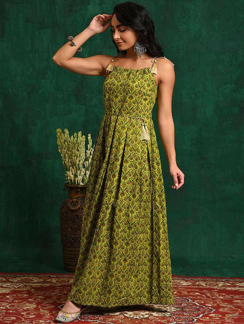 Women Printed Shoulder Strap Fit And Flare Dress - 22579156 -  Standard Image - 2