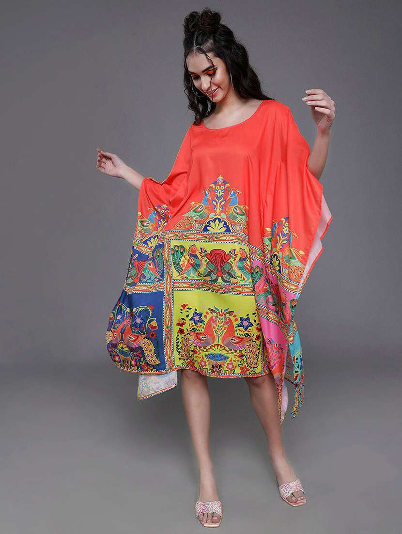 women printed round neck kaftan dress - 22579164 -  Standard Image - 2