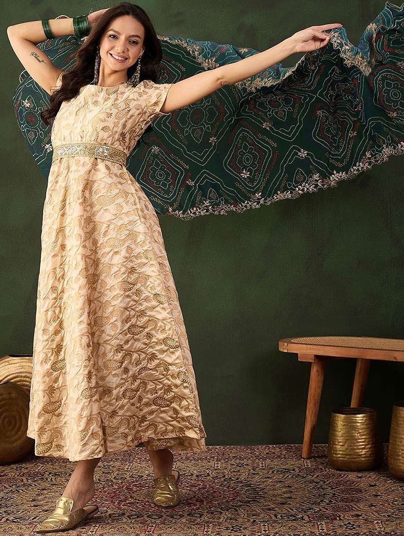 women self design short sleeves kurta dupatta set - 22579175 -  Standard Image - 2