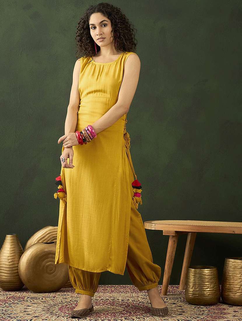 women solid sleeveless straight kurta - 22579179 -  Standard Image - 2