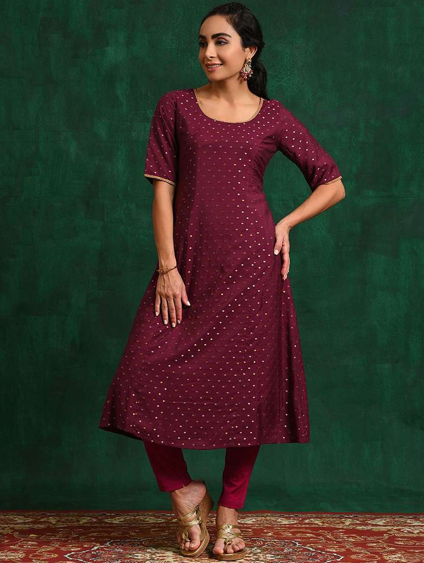 women self design short sleeve a-line kurta - 22579184 -  Standard Image - 2