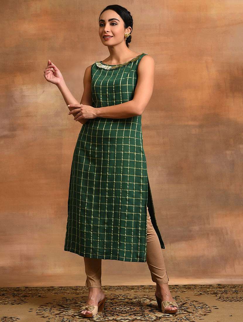 Women Printed Sleeveless Straight Kurta - 22579192 -  Standard Image - 2