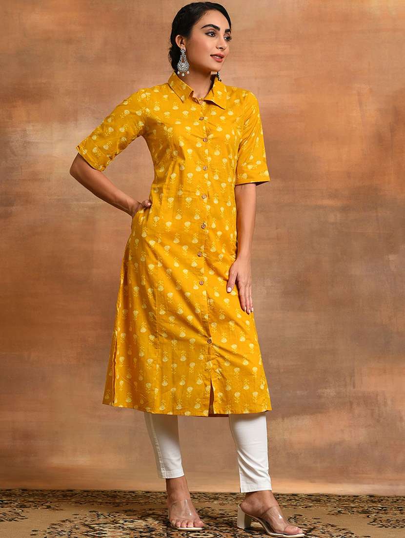 women printed short sleeves straight kurta - 22579194 -  Standard Image - 2