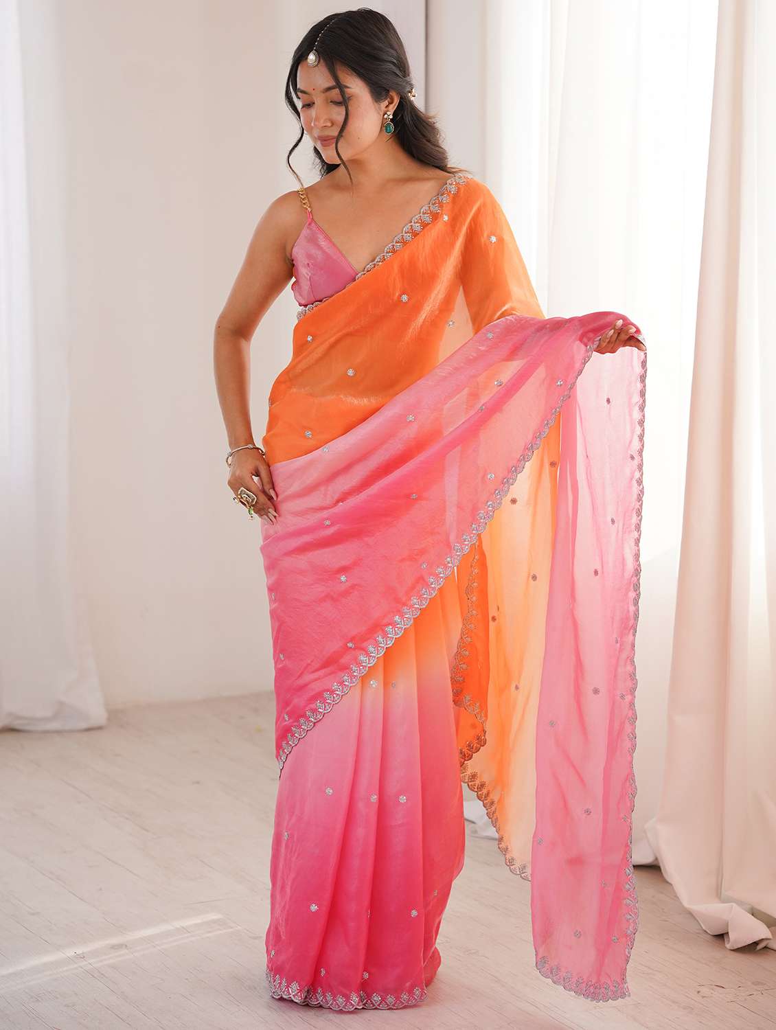 women ombre embroidered saree with blouse - 22579214 -  Standard Image - 2