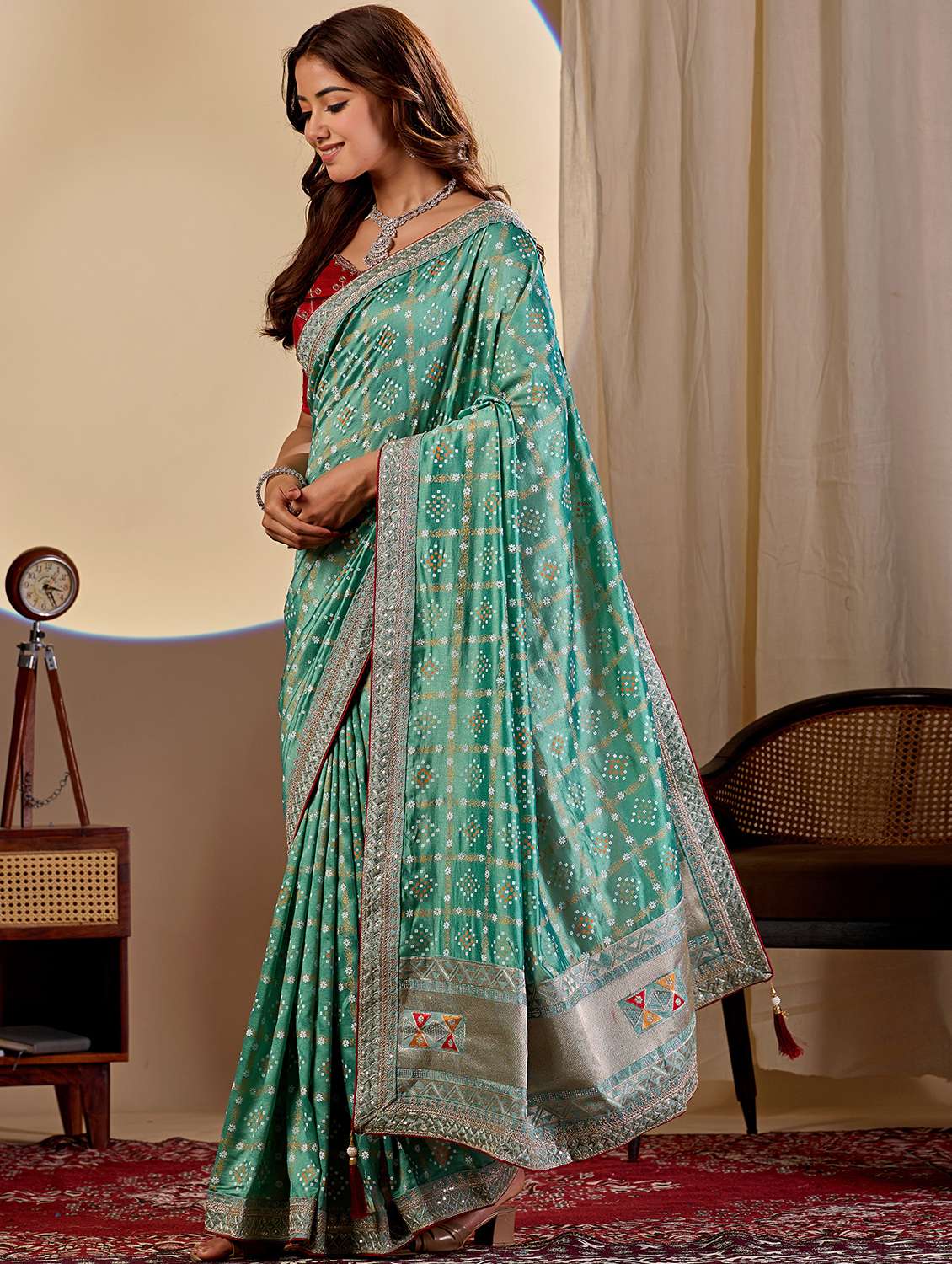 women bandhani printed saree with blouse - 22579267 -  Standard Image - 2