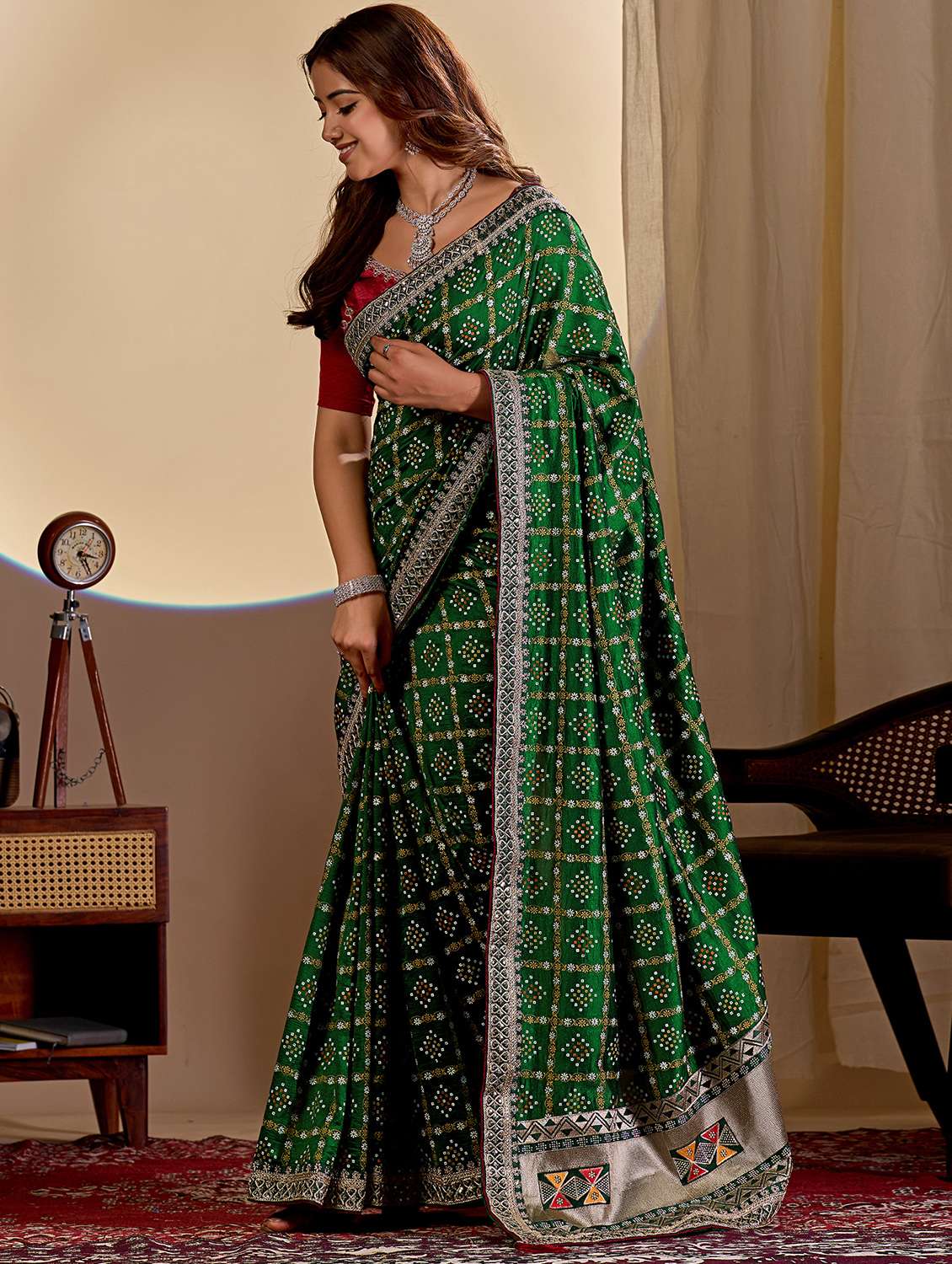 women bandhani printed saree with blouse - 22579269 -  Standard Image - 2
