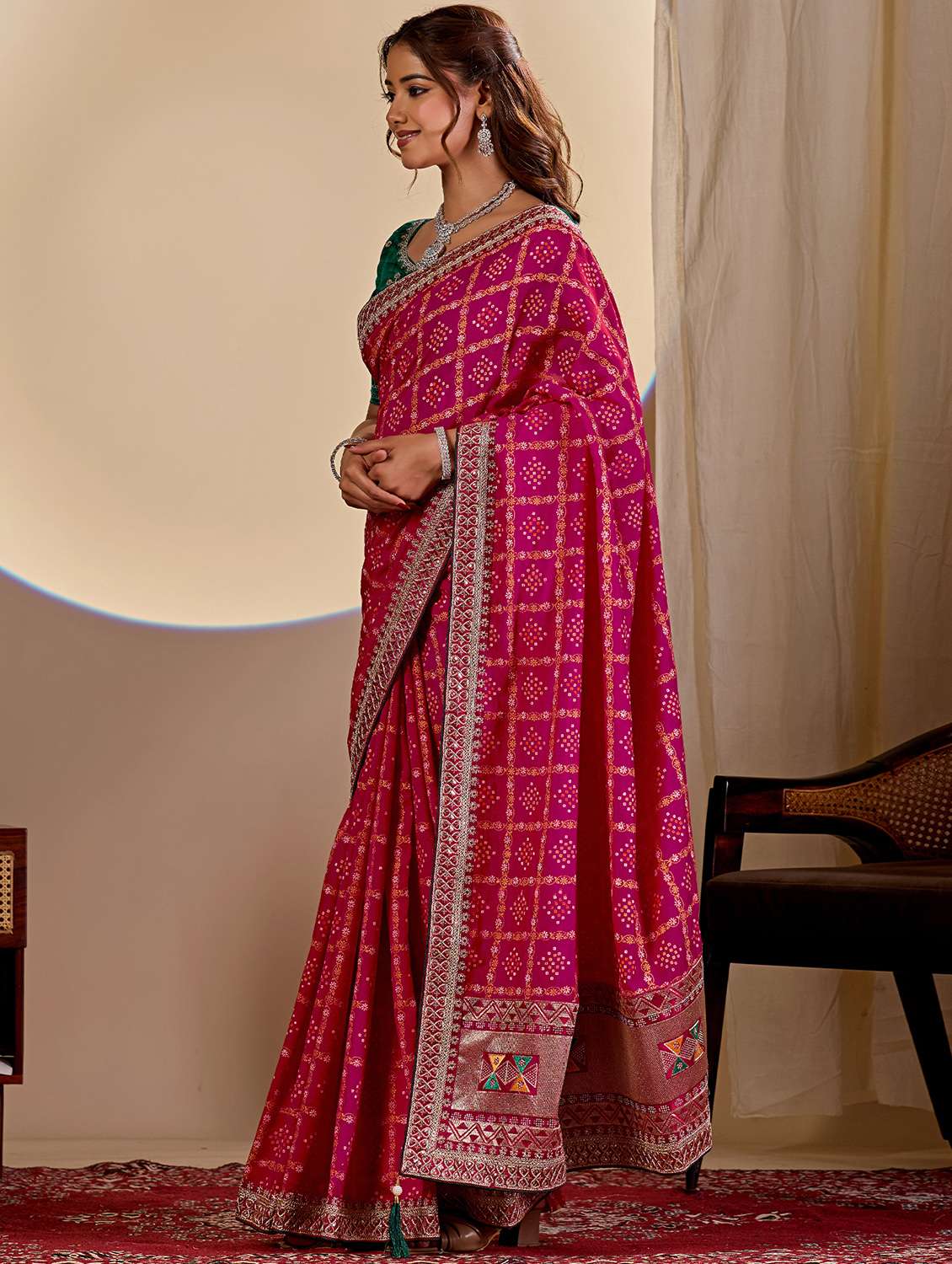 women bandhani printed saree with blouse - 22579274 -  Standard Image - 2
