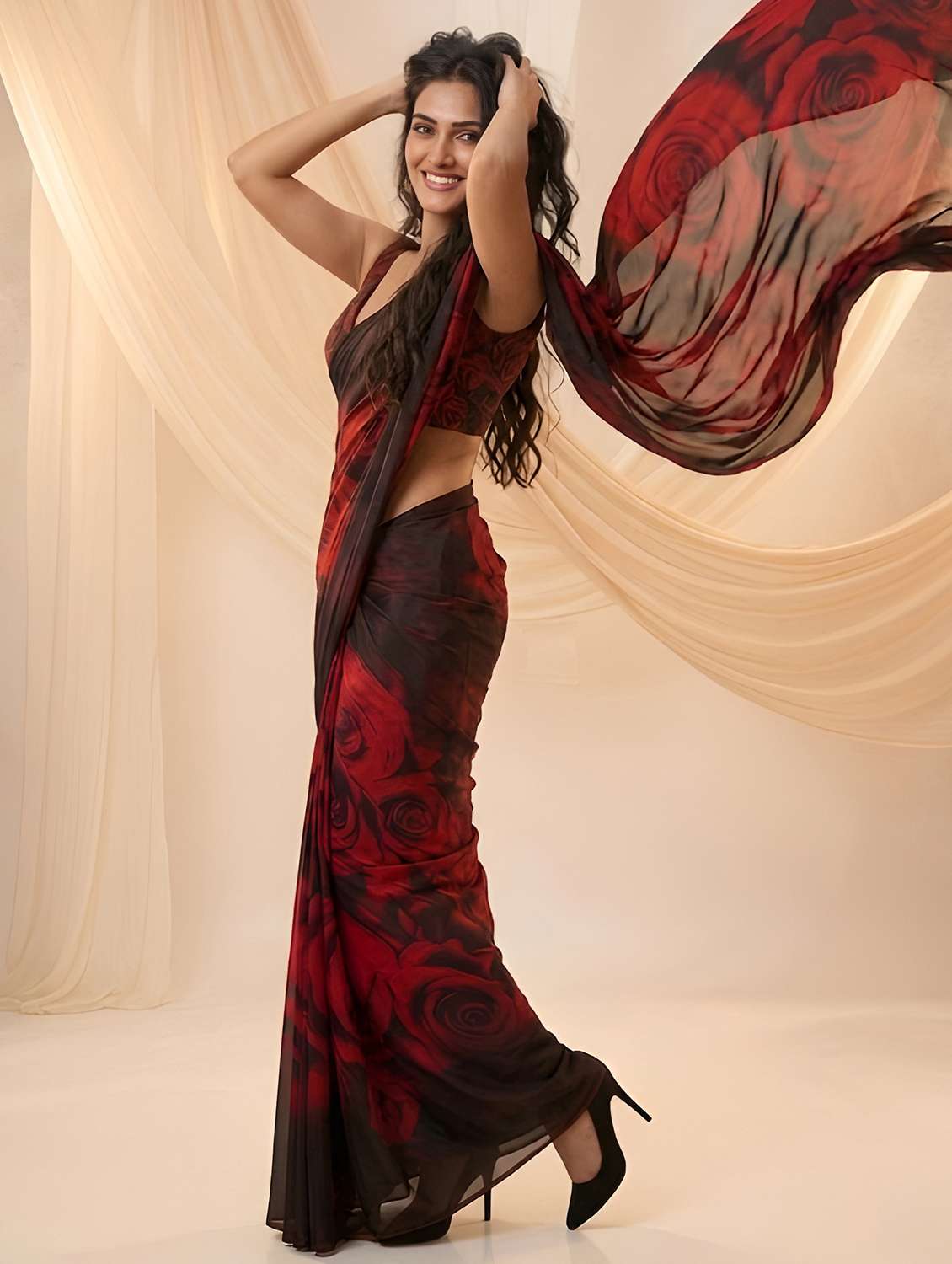 women printed casual wear saree with blouse - 22579281 -  Standard Image - 2