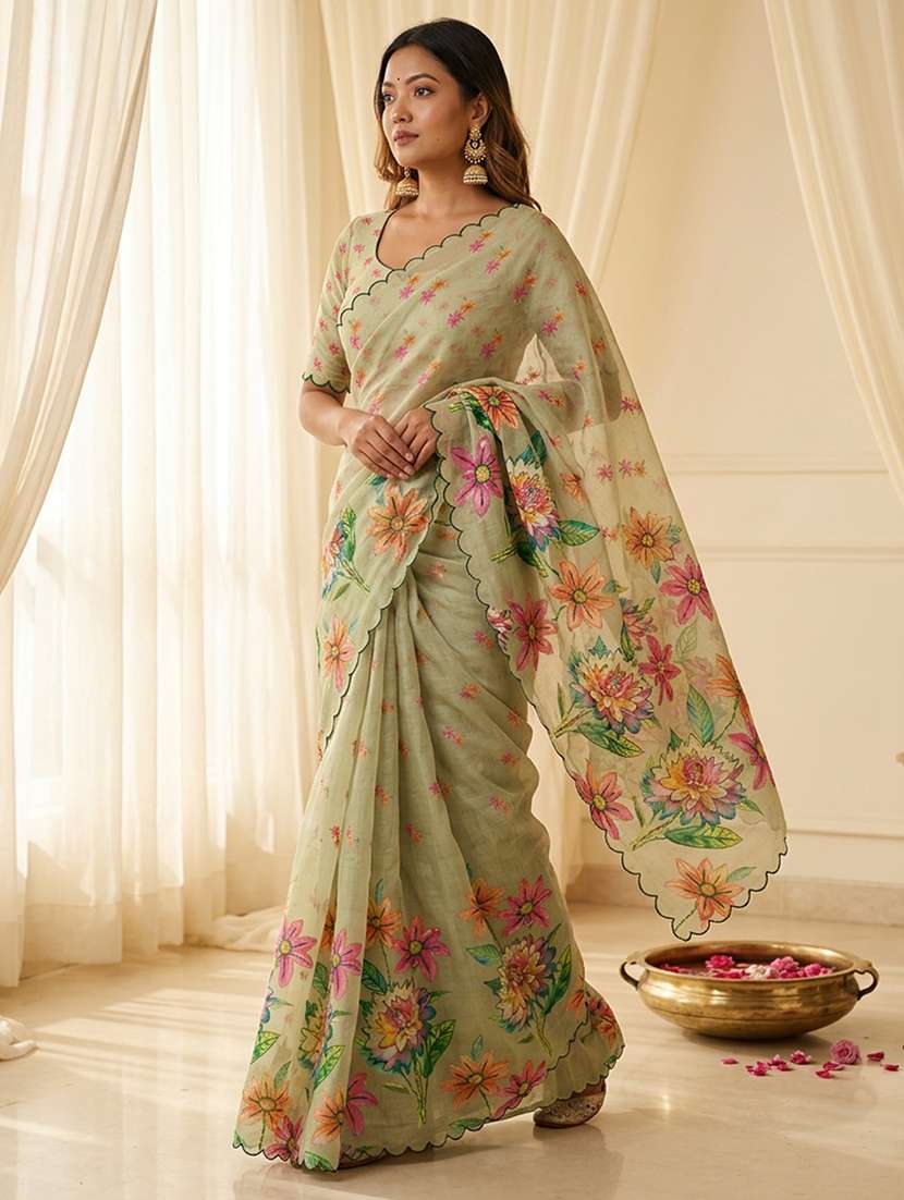women printed casual wear saree with blouse - 22579352 -  Standard Image - 2