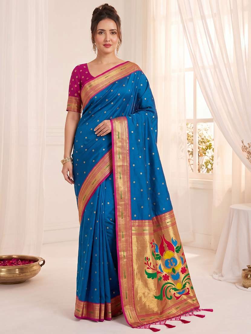 women self design paithani saree with blouse