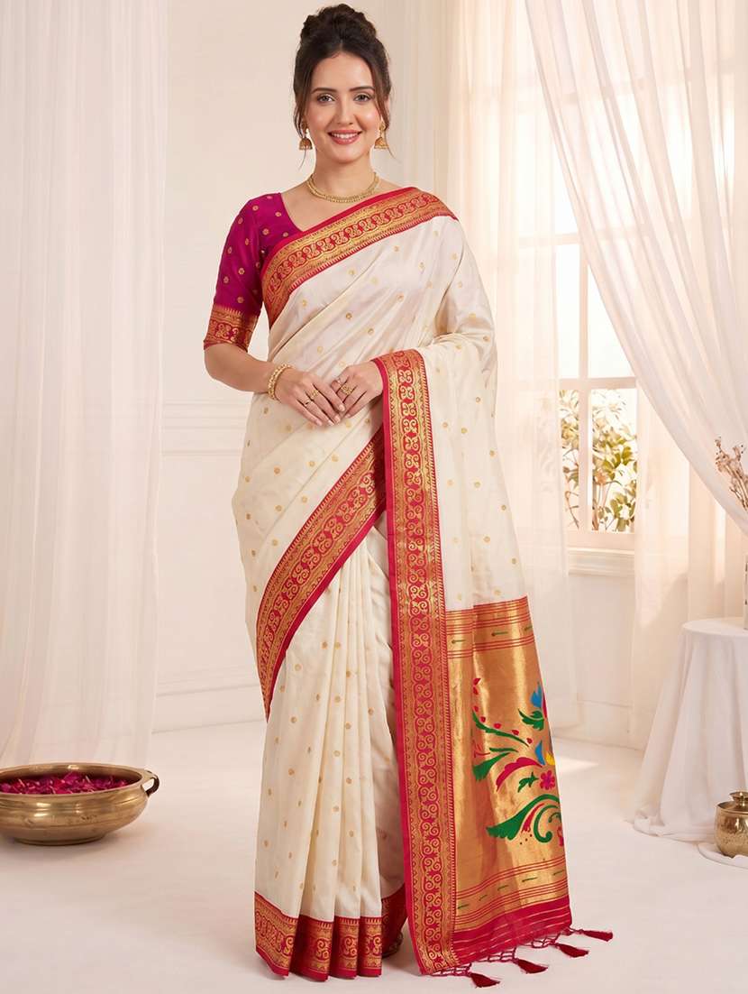 women self design paithani saree with blouse