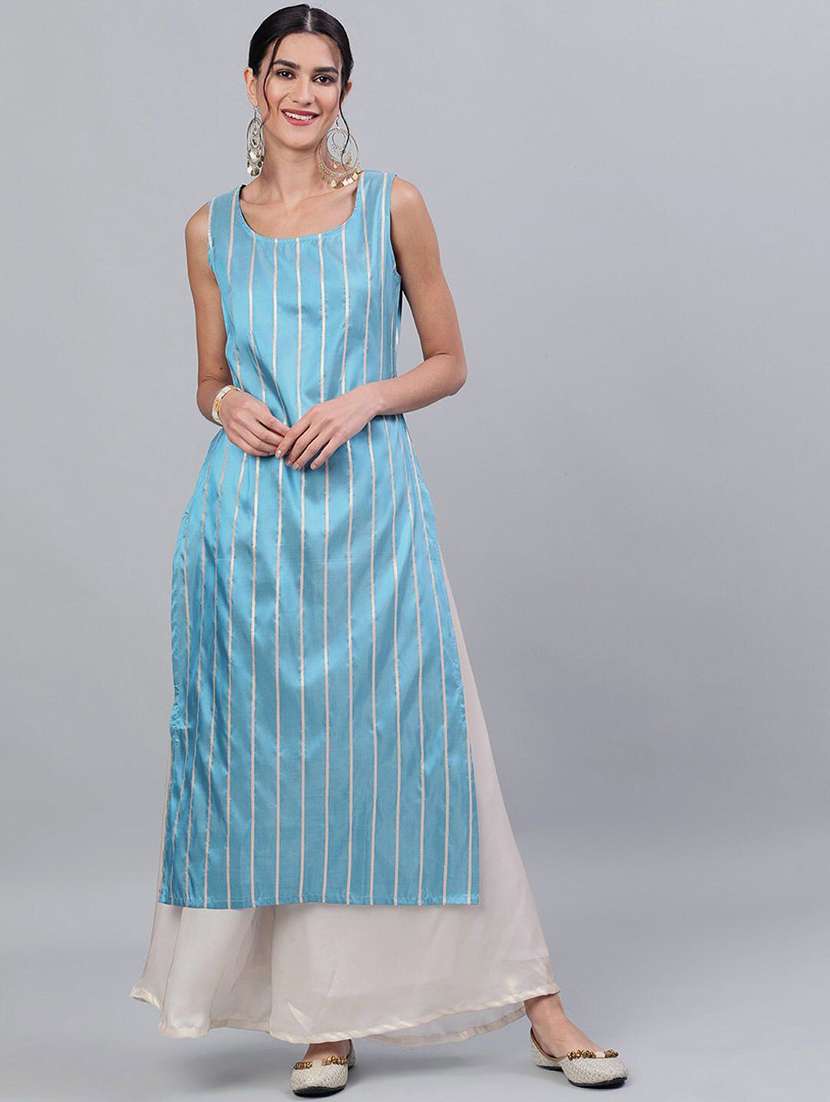 women self design sleeveless straight kurta - 22579387 -  Standard Image - 2