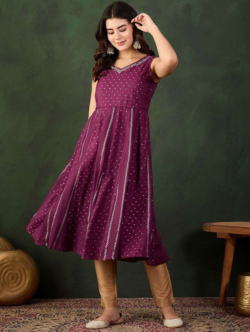 women printed sleeveless anarkali kurta - 22579393 -  Standard Image - 2