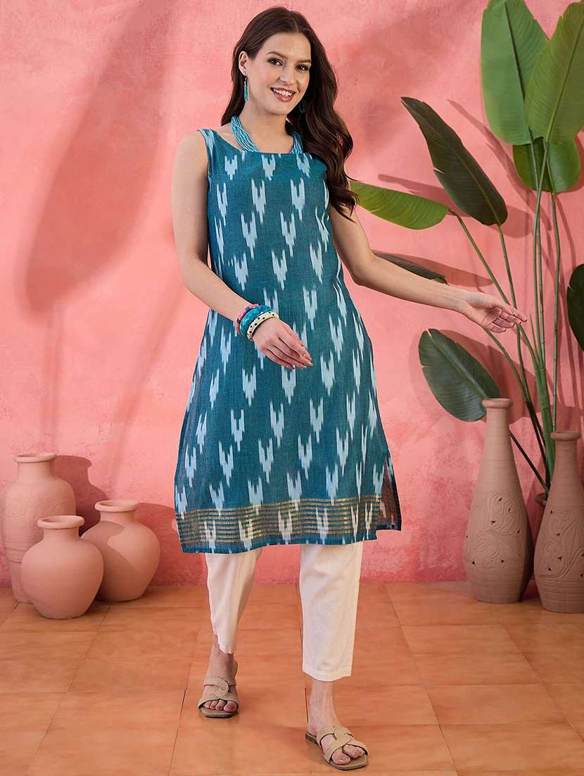 women printed round neck straight kurta - 22579398 -  Standard Image - 2