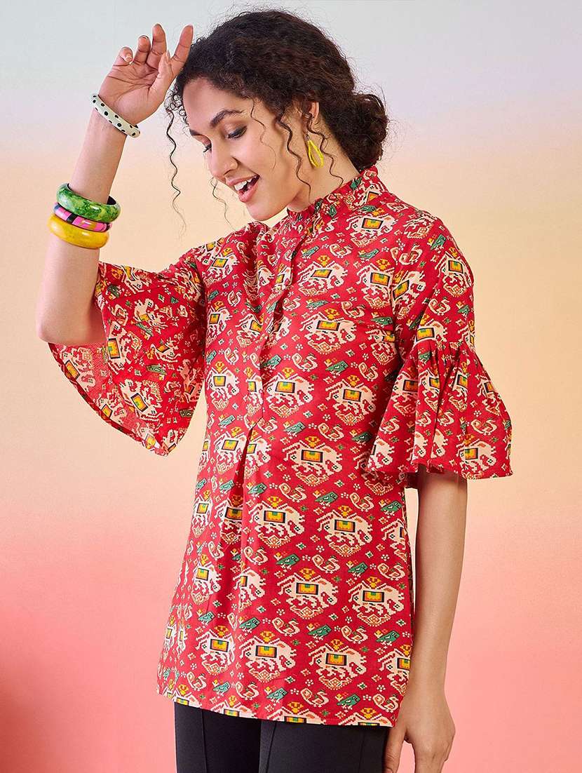 women printed bell sleeves a-line kurti - 22579437 -  Standard Image - 2