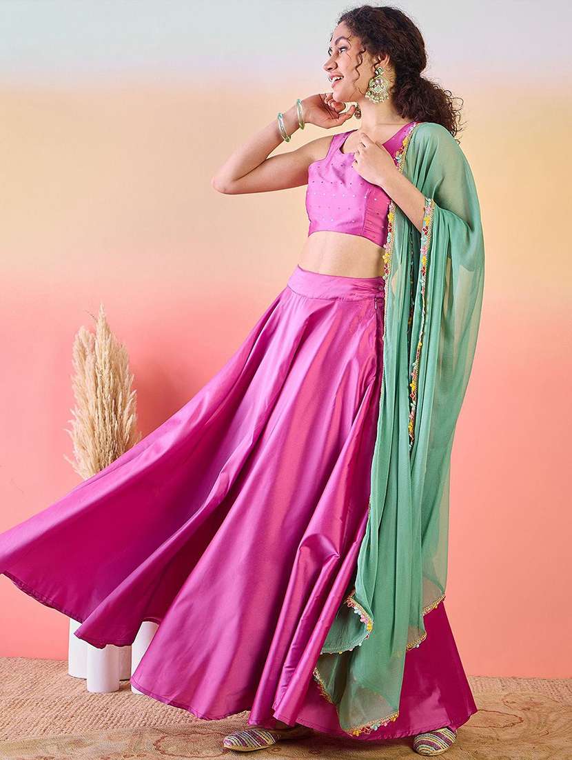 women solid sleeveless lehenga choli - 22579446 -  Standard Image - 2