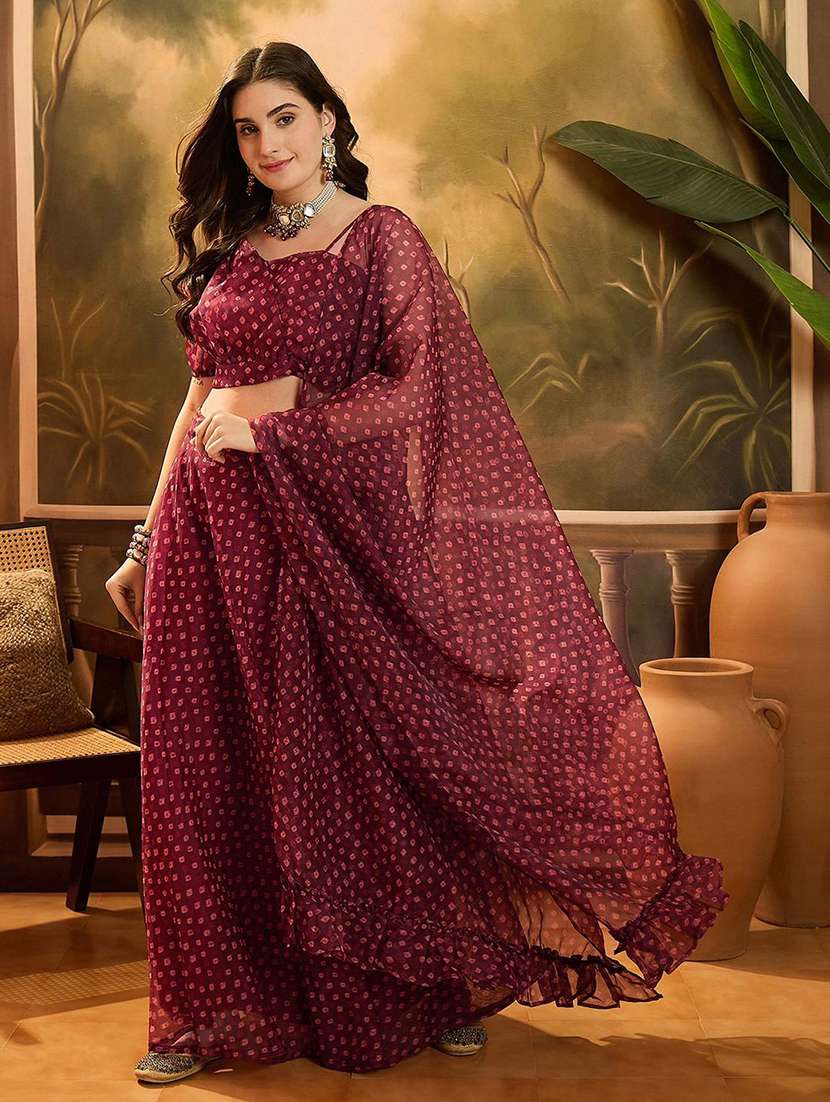 Women Printed Sleeveless Lehenga Choli Set - 22579451 -  Standard Image - 2