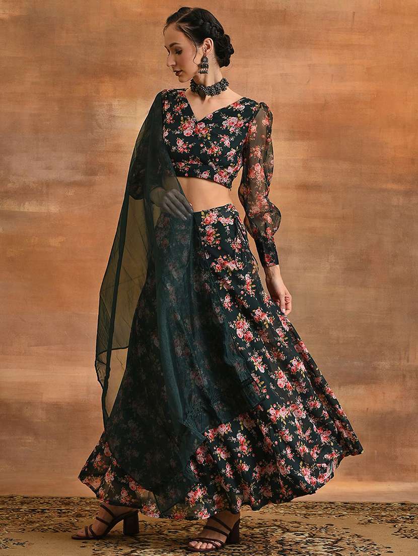 Women Printed Flared Stitched Lehenga - 22579452 -  Standard Image - 2