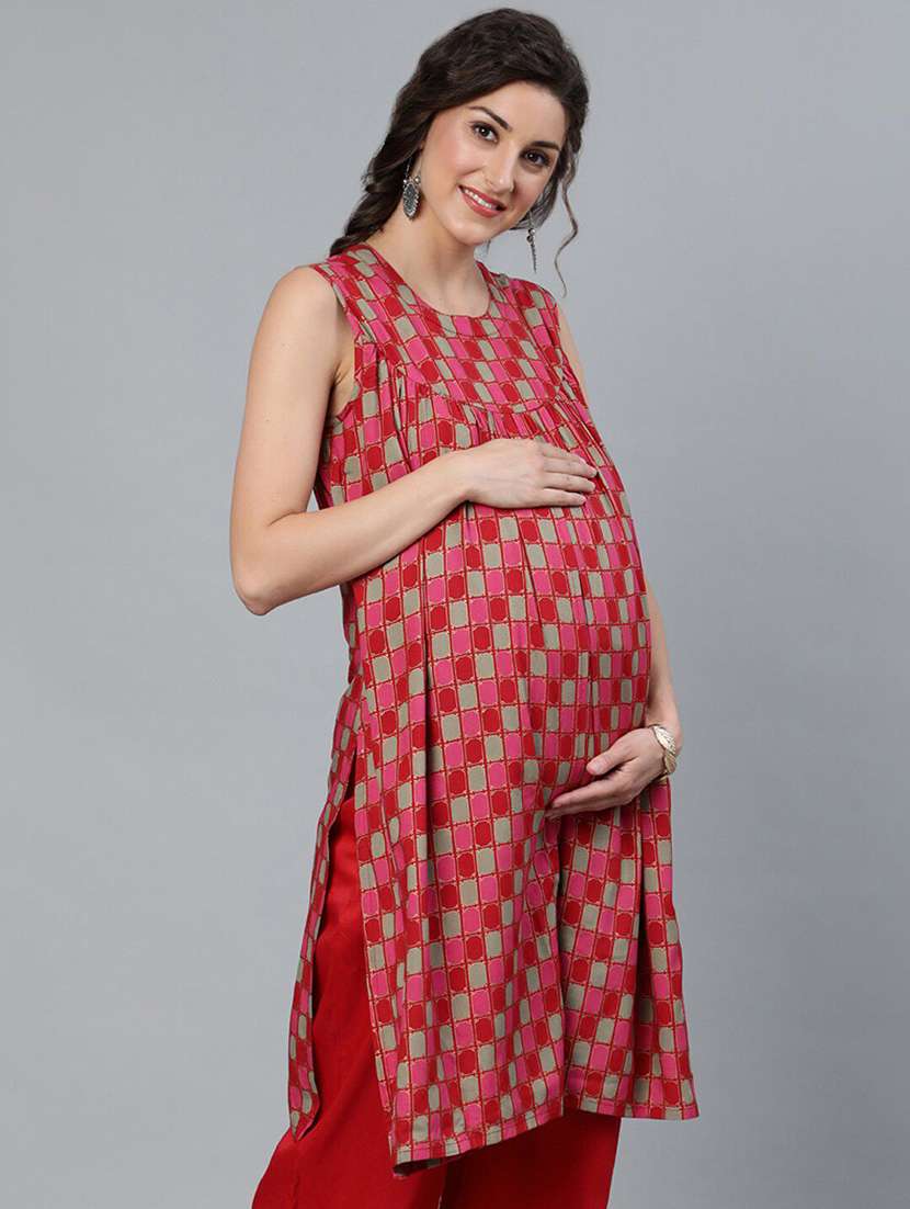 women printed sleeveless maternity kurta - 22579453 -  Standard Image - 2