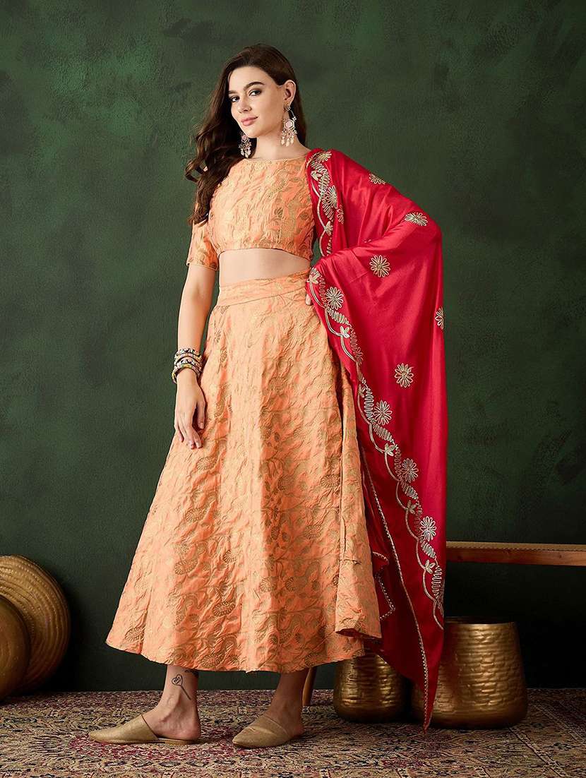 women self design short sleeves lehenga choli set - 22579456 -  Standard Image - 2