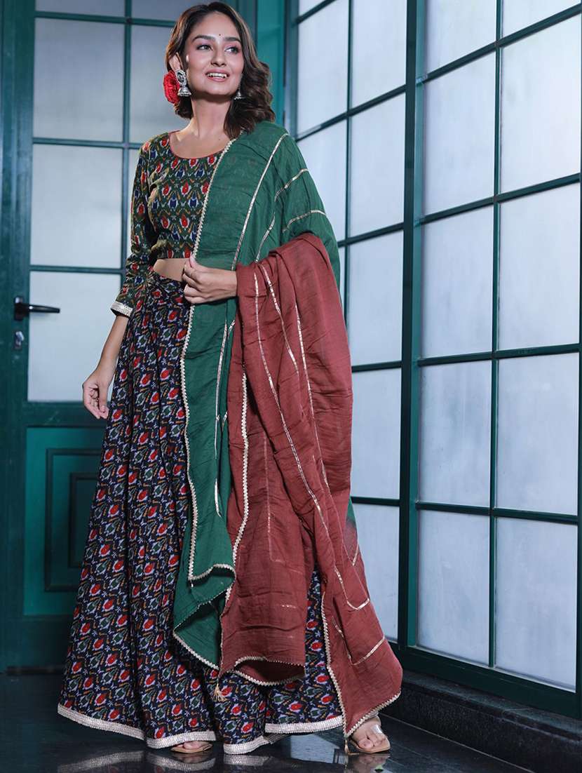 women printed three quarter sleeves lehenga choli set - 22579459 -  Standard Image - 2