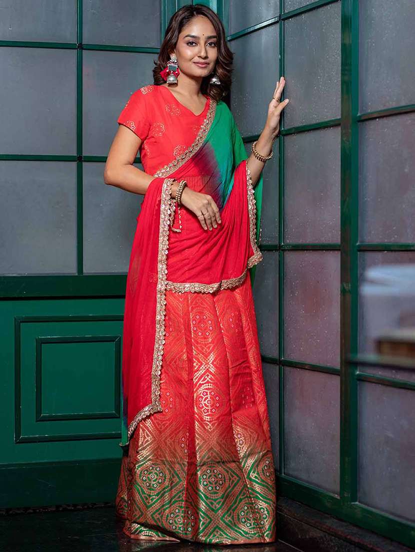 women self design short sleeves lehenga choli set - 22579470 -  Standard Image - 2