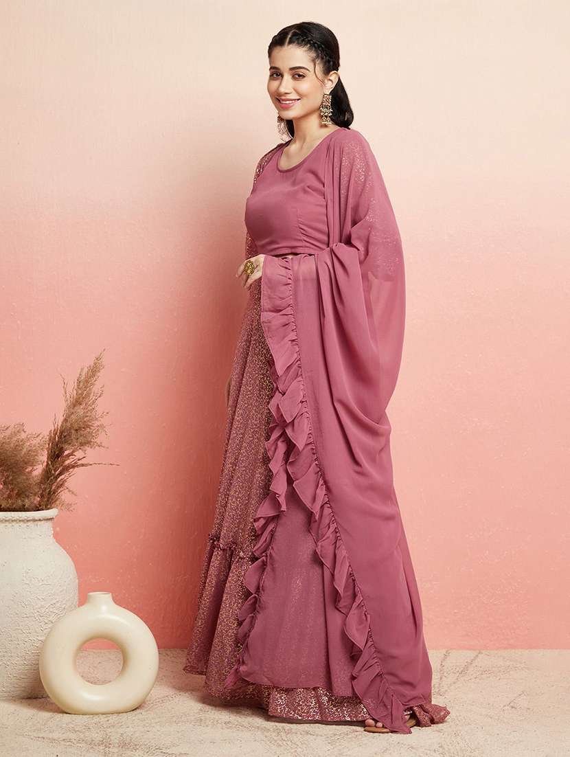 women printed three quarter sleeves lehenga choli set - 22579474 -  Standard Image - 2