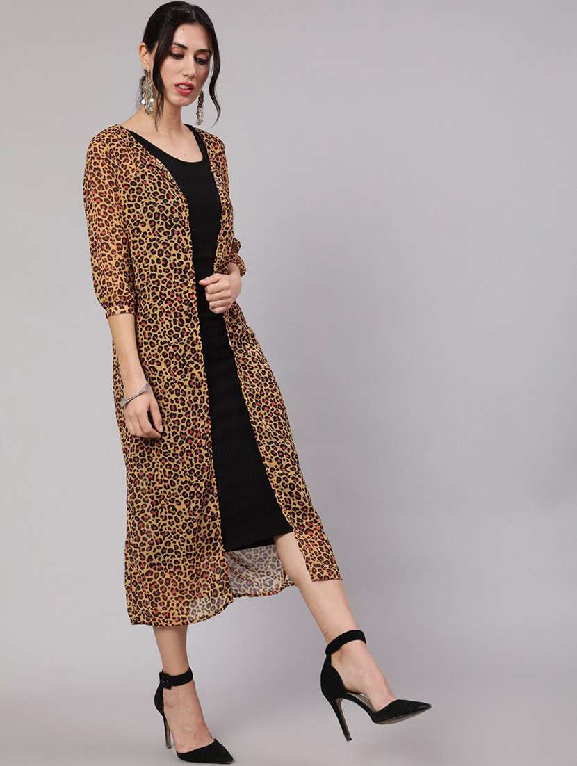 Women Animal Printed Three Quarter Sleeve Shrug - 22579476 -  Standard Image - 2