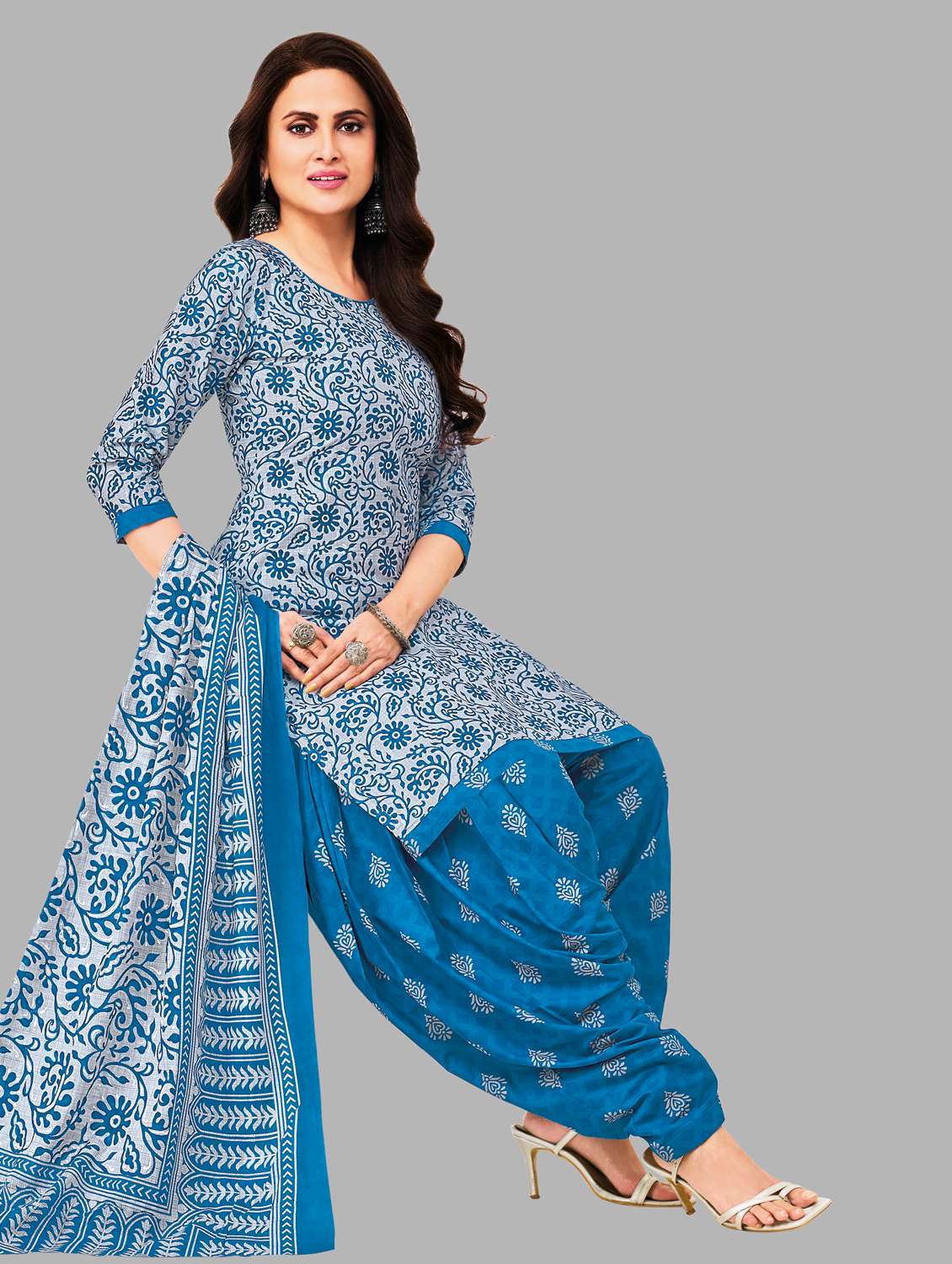 women printed unstitched suit set
