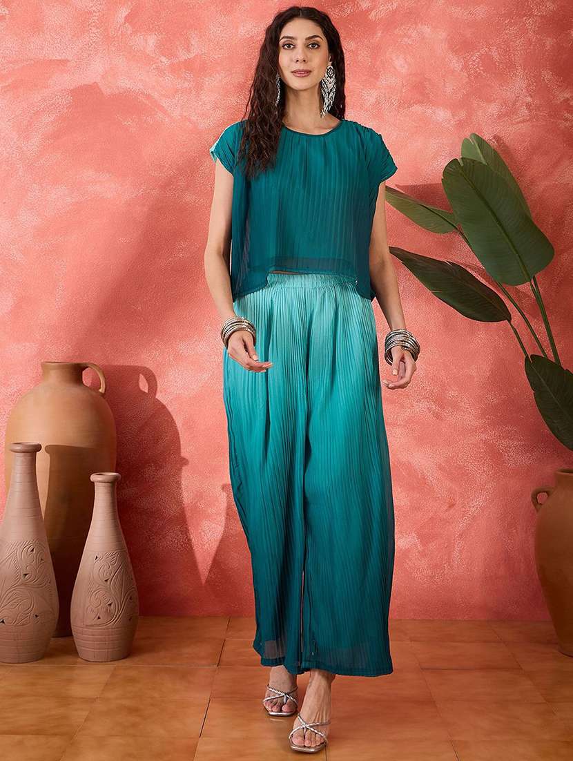 women ombre short sleeves top and palazzo co-ord set - 22579503 -  Standard Image - 2
