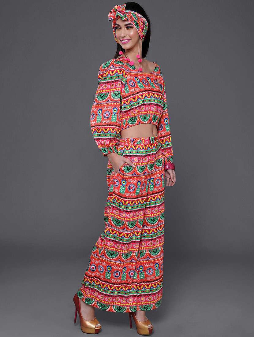 women printed long sleeves top and palazzo co-od set - 22579506 -  Standard Image - 2
