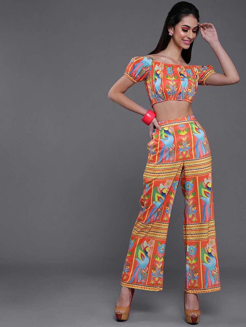 women printed short sleeves top and palazzo co-ord set - 22579507 -  Standard Image - 2
