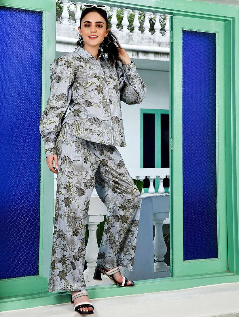 women printed long sleeves shirt and trouser co-ord set - 22579511 -  Standard Image - 2