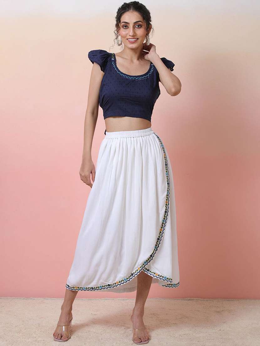 women embroidered cap sleeves top and skirt co-ord set - 22579512 -  Standard Image - 2