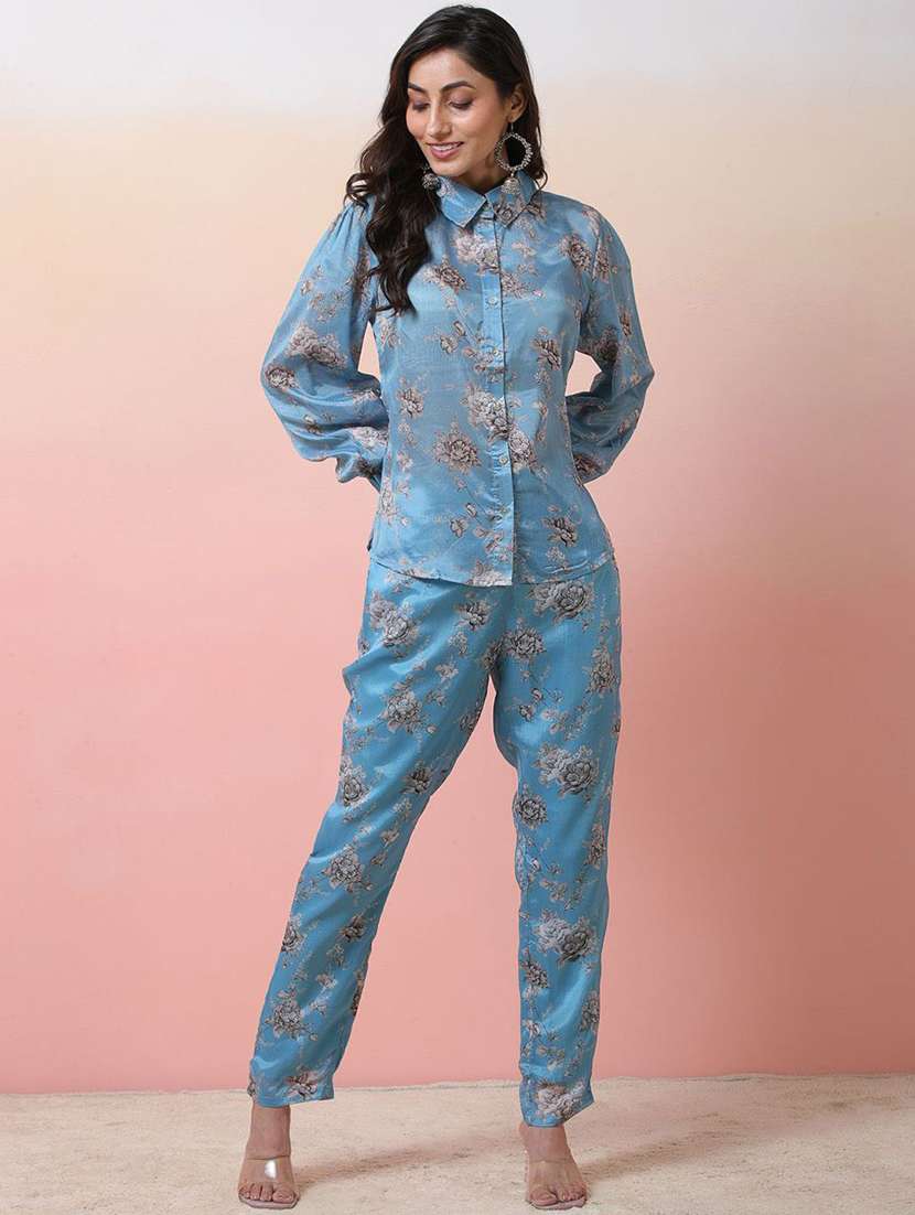 women printed long sleeves shirt and trouser co-ord set - 22579513 -  Standard Image - 2