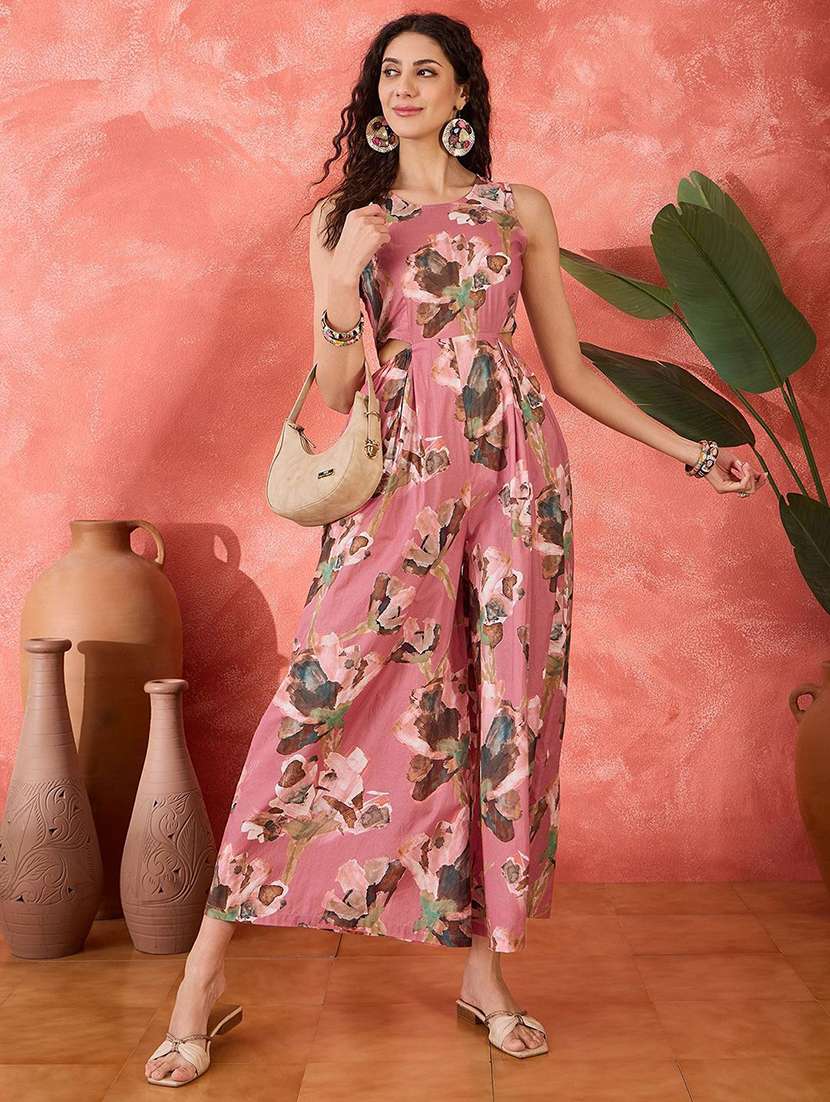 women printed sleeveless full leg jumpsuit - 22579525 -  Standard Image - 2