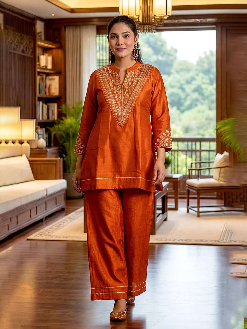 women embroidered three quarter sleeves kurta palazzo set with dupatta - 22579668 -  Standard Image - 2