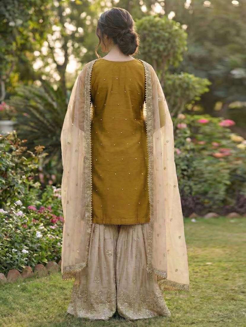 women embroidered long sleeves kurta sharara set with dupatta - 22579761 -  Standard Image - 2