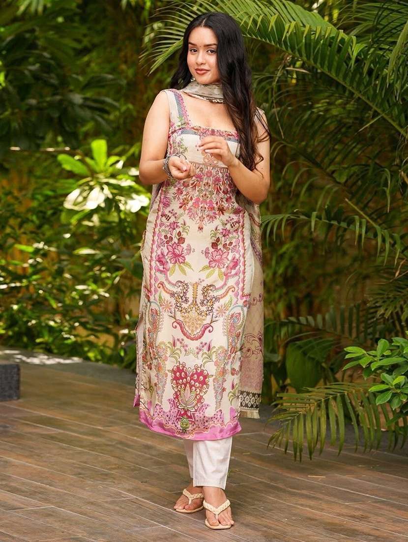 women printed sleeveless kurta pant set with dupatta - 22579782 -  Standard Image - 2