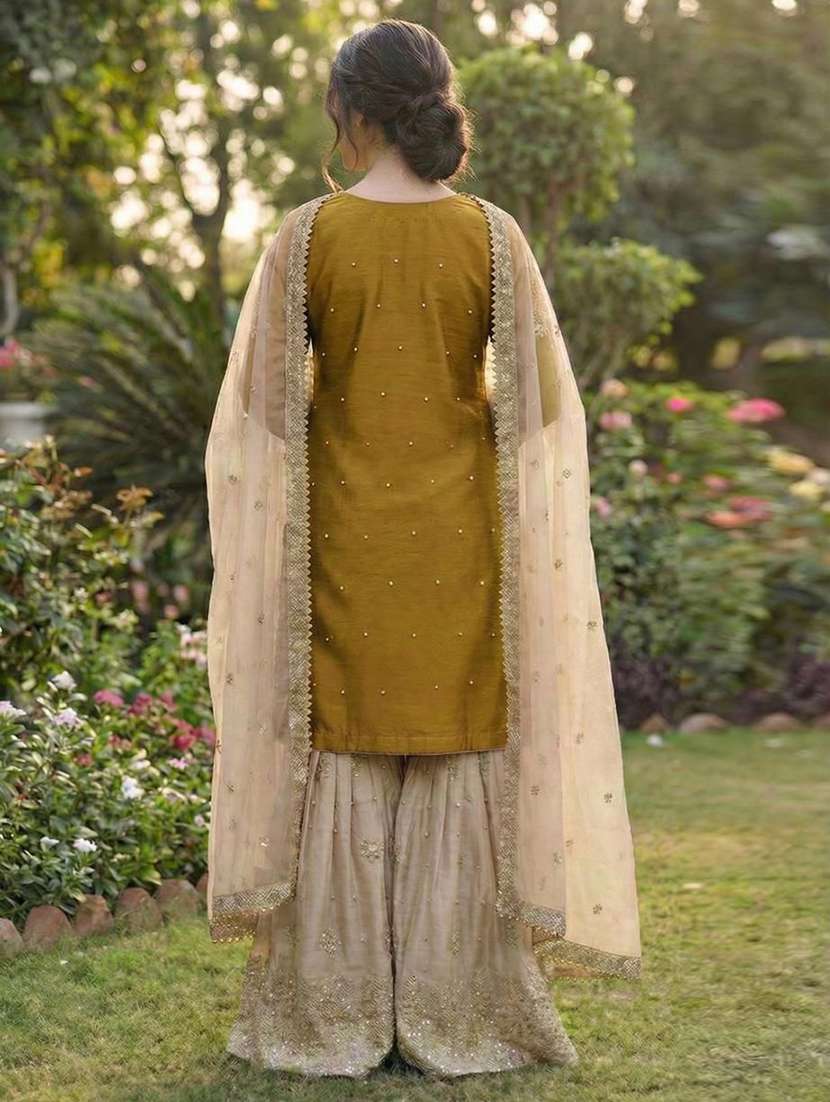 women embroidered long sleeves kurta sharara set with dupatta - 22579944 -  Standard Image - 2