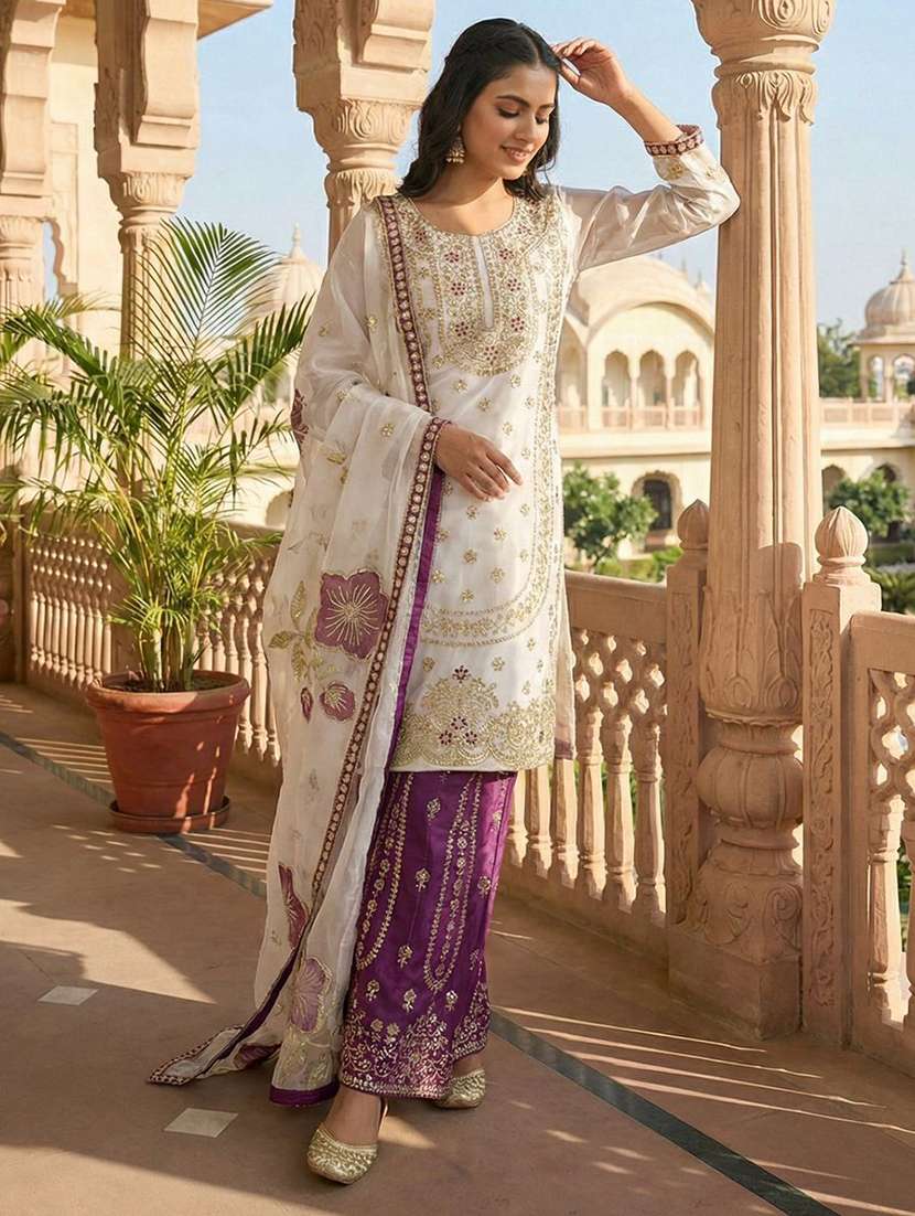 Women Embroidered Long Sleeves Kurta Palazzo Set With Dupatta - 22580092 -  Standard Image - 2
