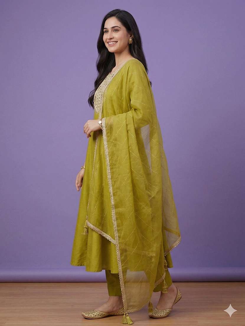 women embroidered three quarter sleeve anarkali kurta - 22580170 -  Standard Image - 2
