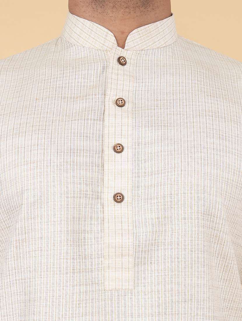 Men Self Design Mandarin Neck Long Kurta - 22580379 -  Standard Image - 2
