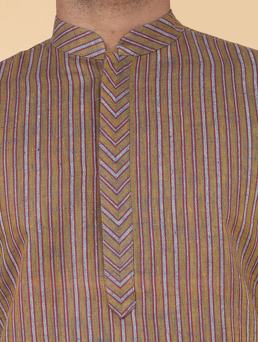 men printed mandarin neck long kurta - 22580380 -  Standard Image - 2
