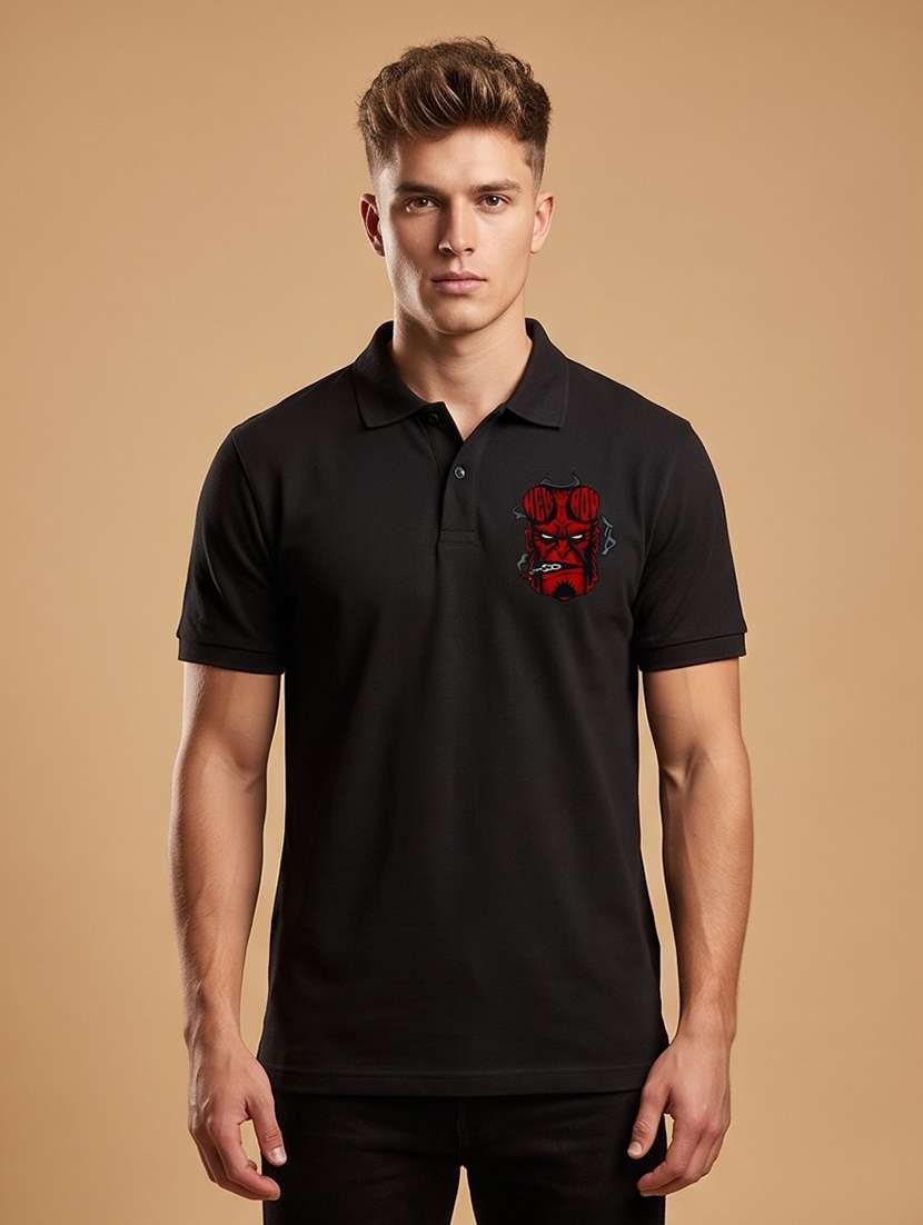 men printed short sleeves polo t-shirt