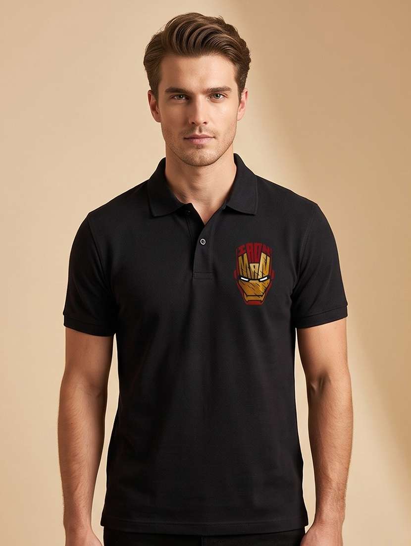 men printed short sleeves polo t-shirt