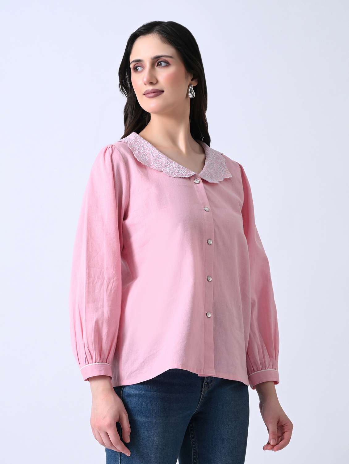 women embroidered long sleeves shirt style top - 22580449 -  Standard Image - 2